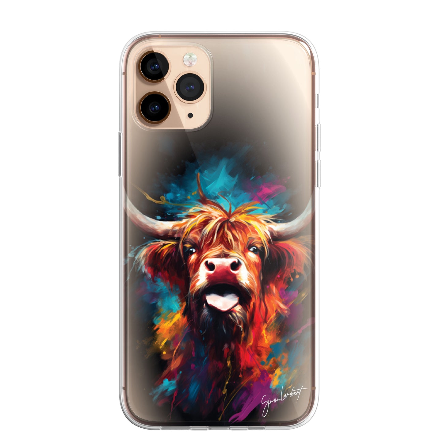 British Farm Animals Phone Case Palette Knife Art CLEAR Cover Case for iPhone 15 14 13 12 Pro +