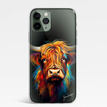 British Farm Animals Phone Case Palette Knife Art CLEAR Cover Case for iPhone 15 14 13 12 Pro +