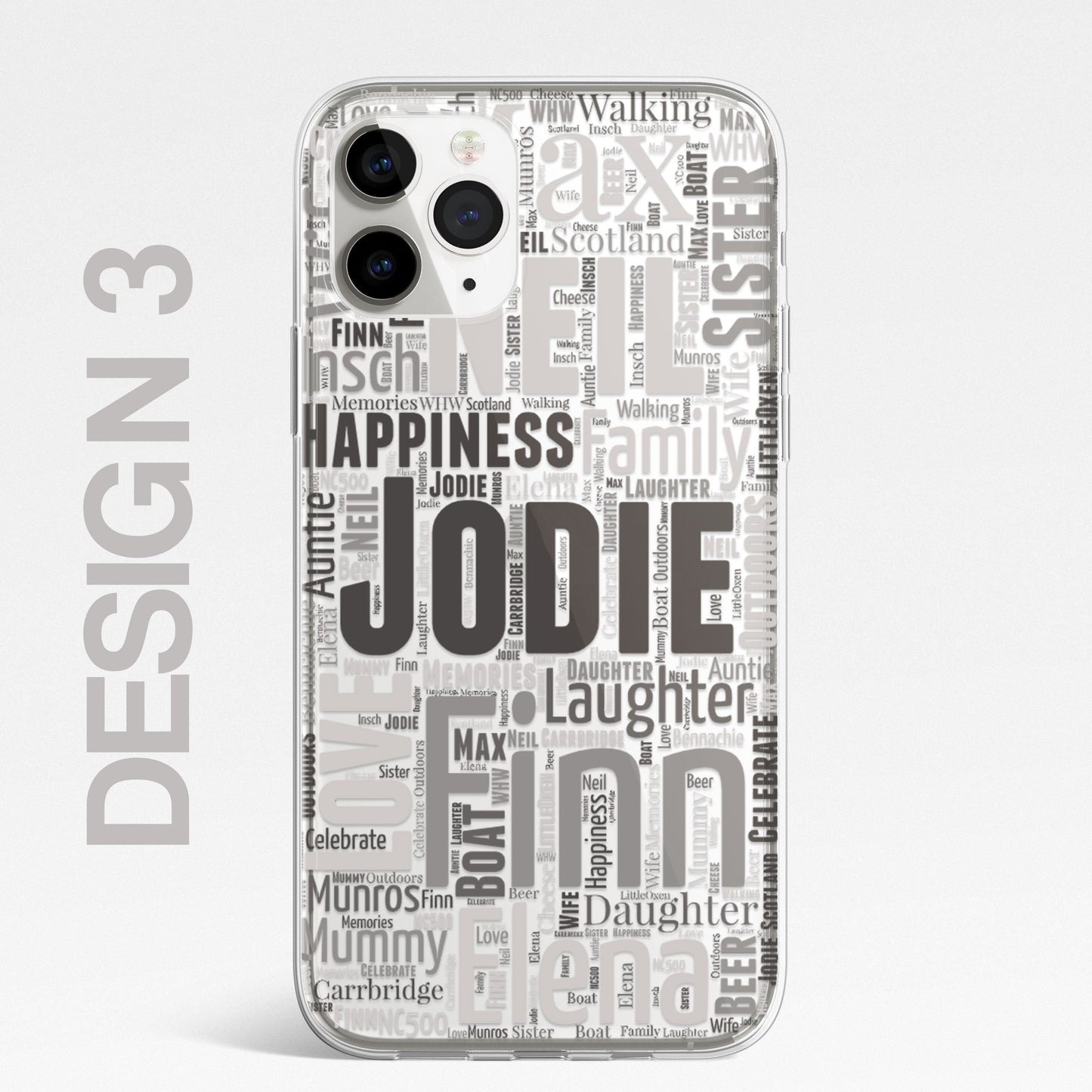 Personalised Word Art 2 Names Initials Custom Silicone CLEAR Phone Case Cover Family Custom iPhone 11 XR Max Plus Pro Samsung Galaxy Wordle