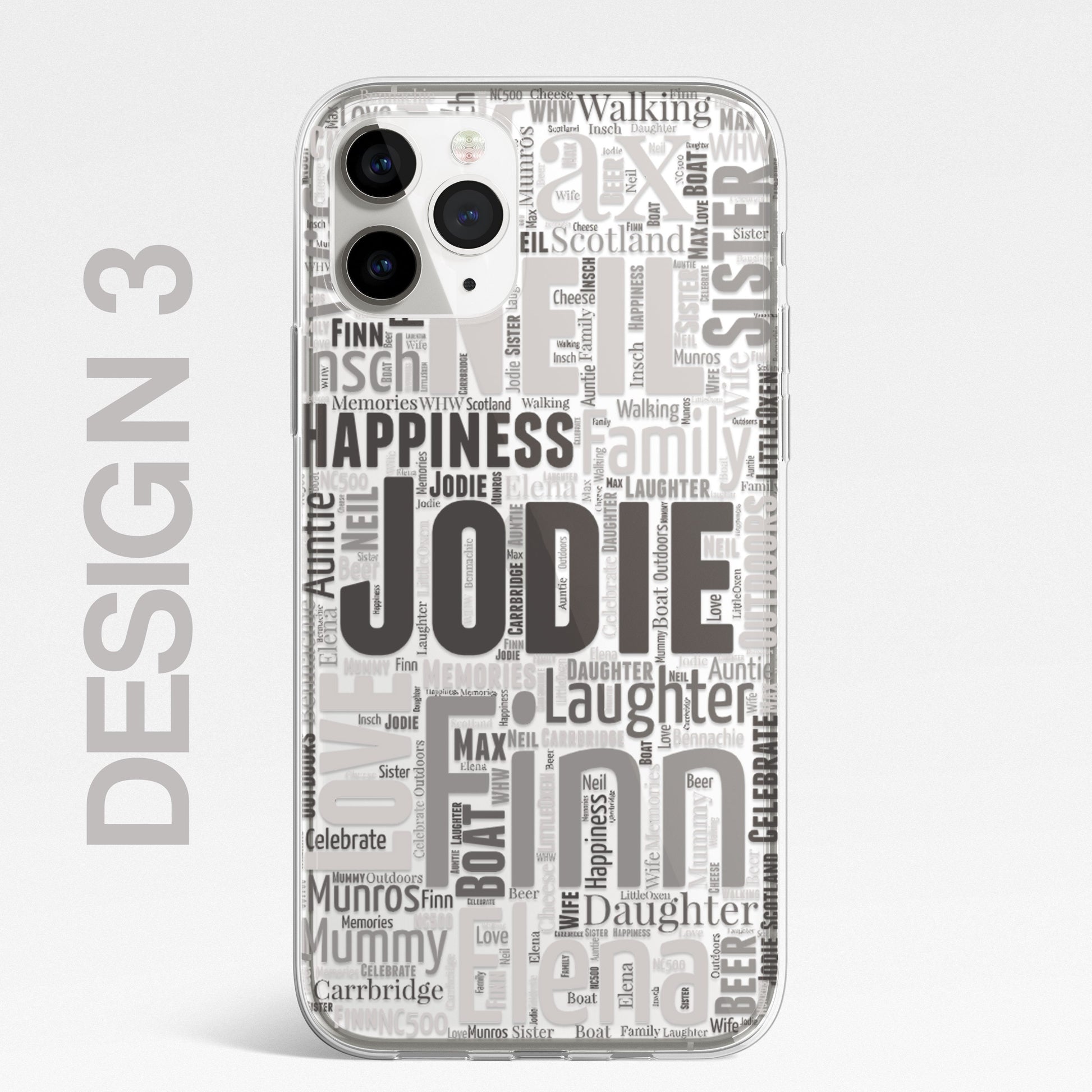 Personalised Word Art 2 Names Initials Custom Silicone CLEAR Phone Case Cover Family Custom iPhone 11 XR Max Plus Pro Samsung Galaxy Wordle