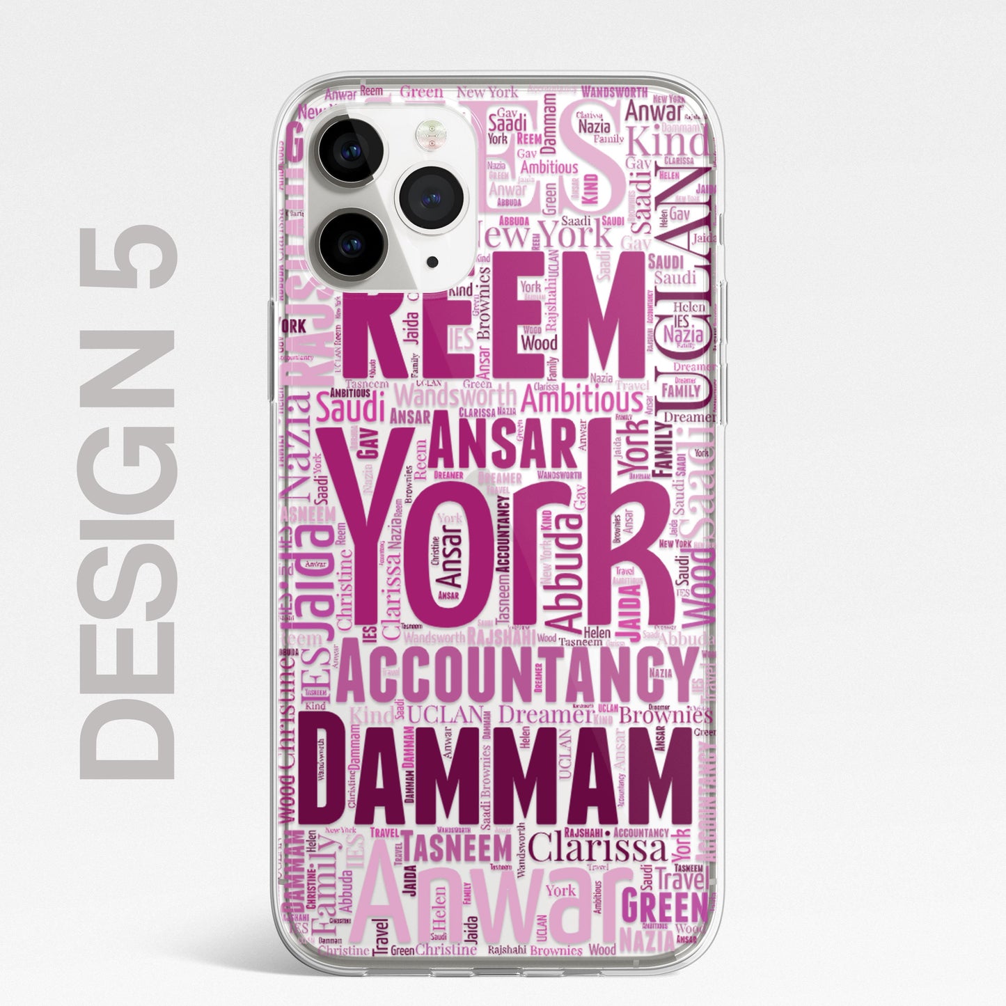 Personalised Word Art 2 Names Initials Custom Silicone CLEAR Phone Case Cover Family Custom iPhone 11 XR Max Plus Pro Samsung Galaxy Wordle