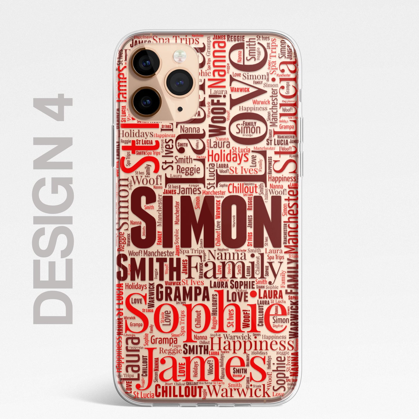 Personalised Word Art 2 Names Initials Custom Silicone CLEAR Phone Case Cover Family Custom iPhone 11 XR Max Plus Pro Samsung Galaxy Wordle