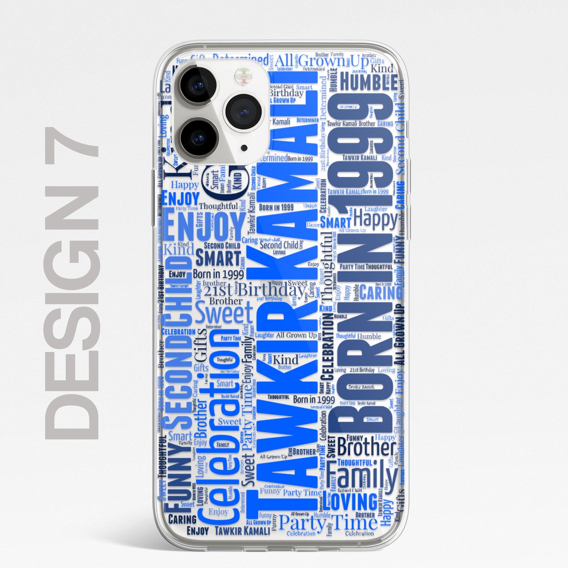 Personalised Word Art 2 Names Initials Custom Silicone CLEAR Phone Case Cover Family Custom iPhone 11 XR Max Plus Pro Samsung Galaxy Wordle