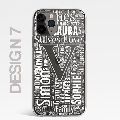 Personalised Initials Custom Silicone CLEAR Phone Case Cover Monogram Word Art Pretty Gold iPhone 11 12 XS XR Plus Pro Samsung Galaxy