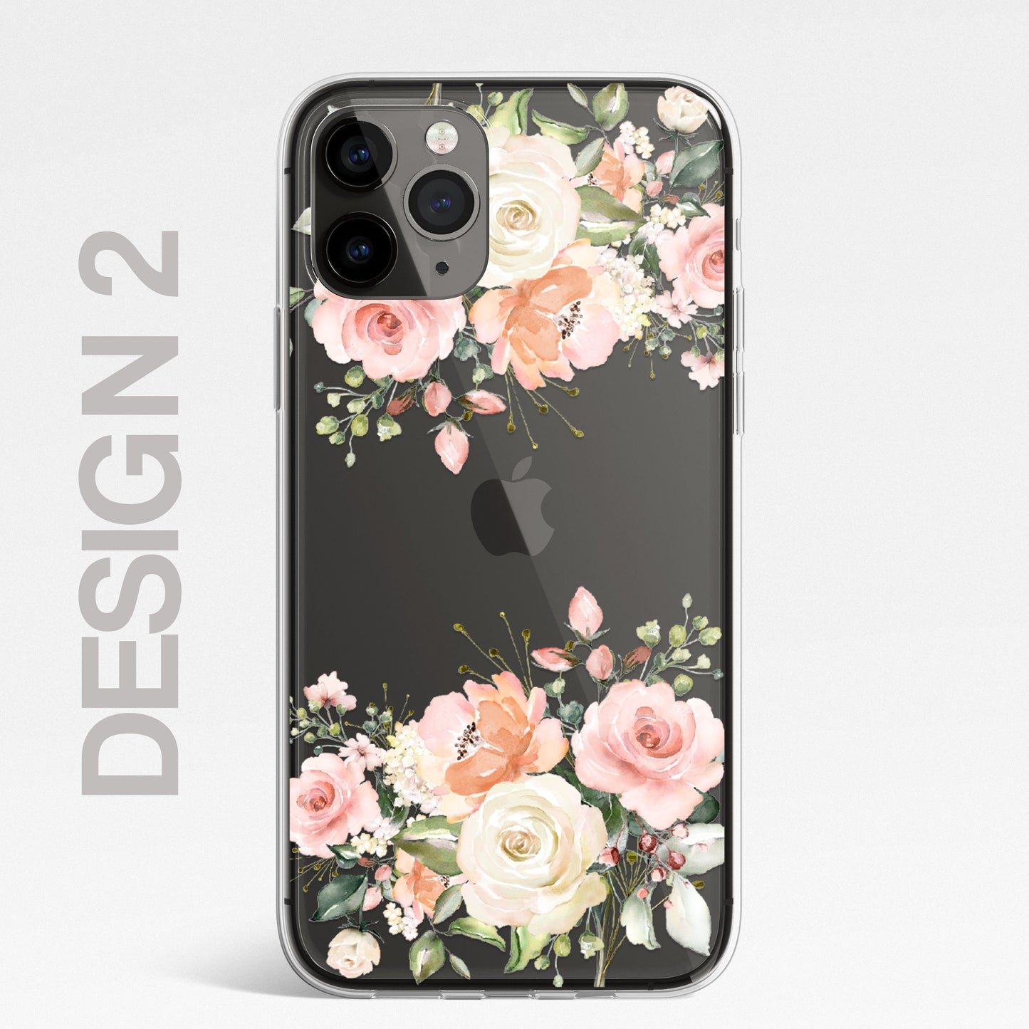 Silicone CLEAR Phone Case Cover Pretty Floral Flowers English Roses Vintage Carnations Gold iPhone 11 12 XR Max Plus Pro Samsung Galaxy