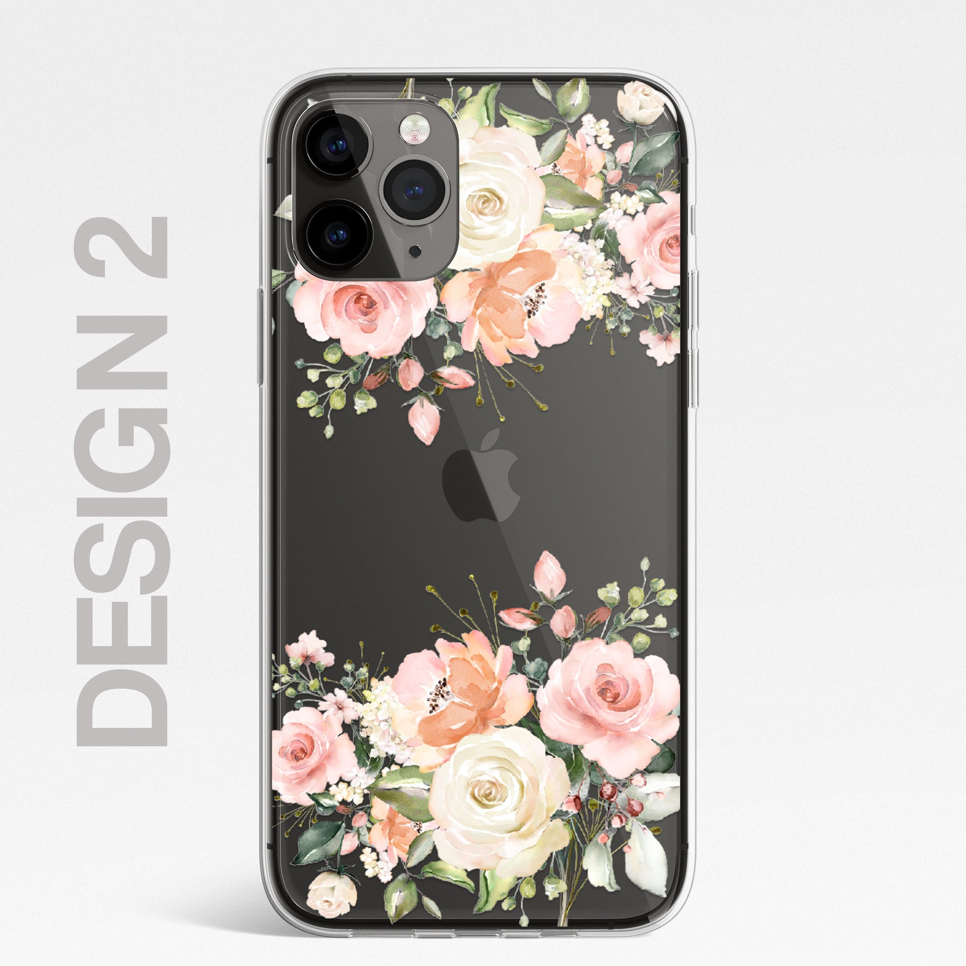 Silicone CLEAR Phone Case Cover Pretty Floral Flowers English Roses Vintage Carnations Gold iPhone 11 12 XR Max Plus Pro Samsung Galaxy