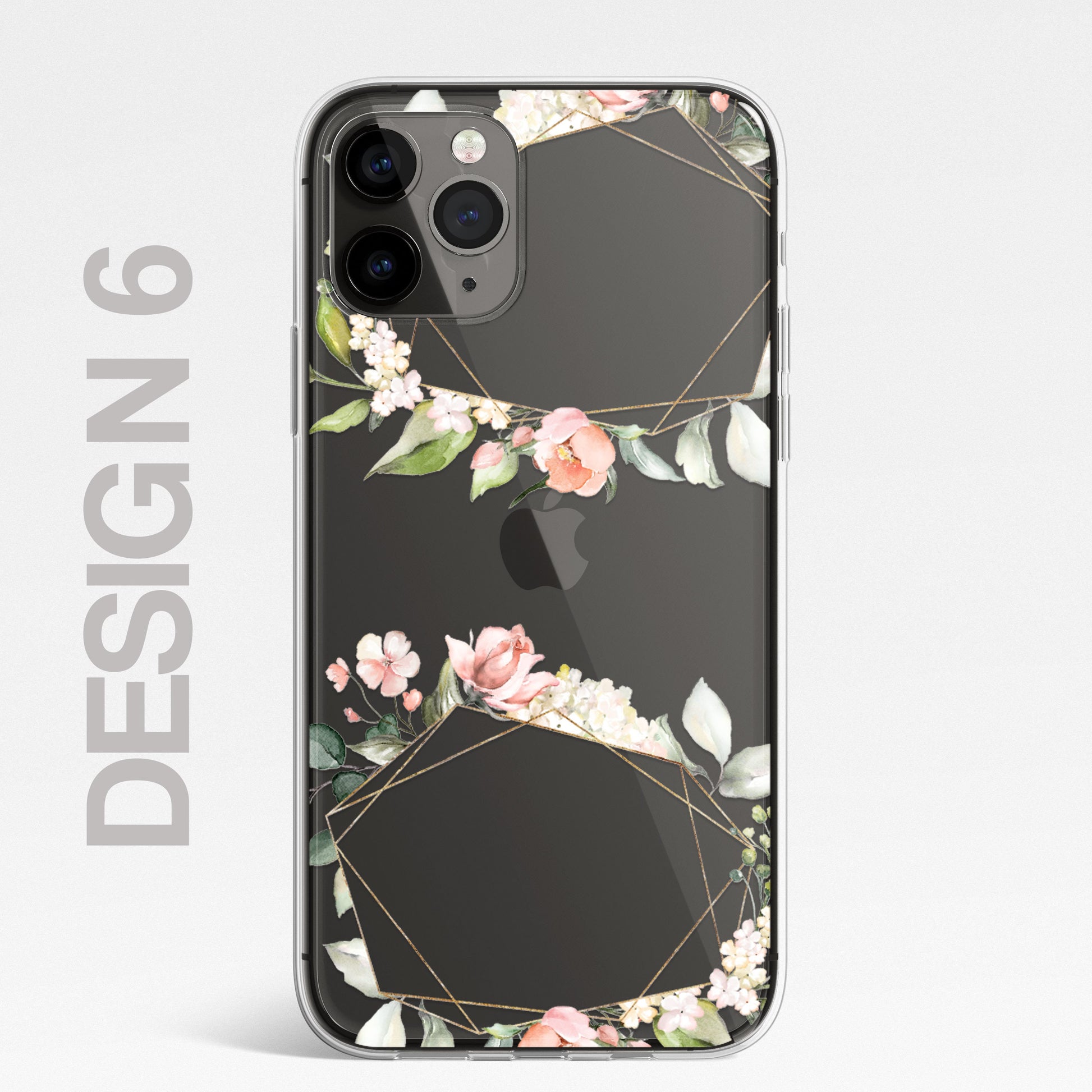 Silicone CLEAR Phone Case Cover Pretty Floral Flowers English Roses Vintage Carnations Gold iPhone 11 12 XR Max Plus Pro Samsung Galaxy