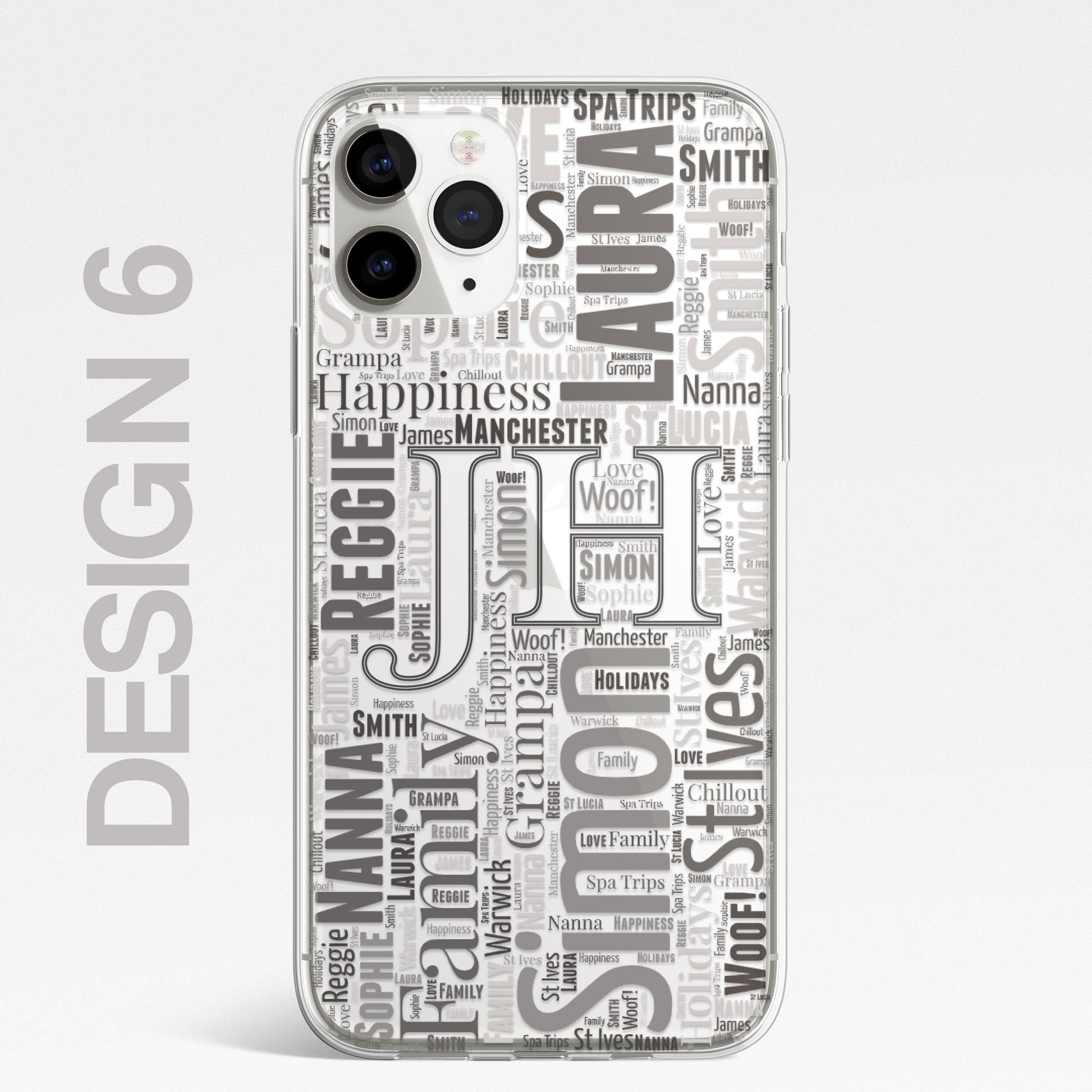 Personalised Initials Custom Silicone CLEAR Phone Case Cover Monogram Word Art Pretty Gold iPhone 11 12 XS XR Plus Pro Samsung Galaxy