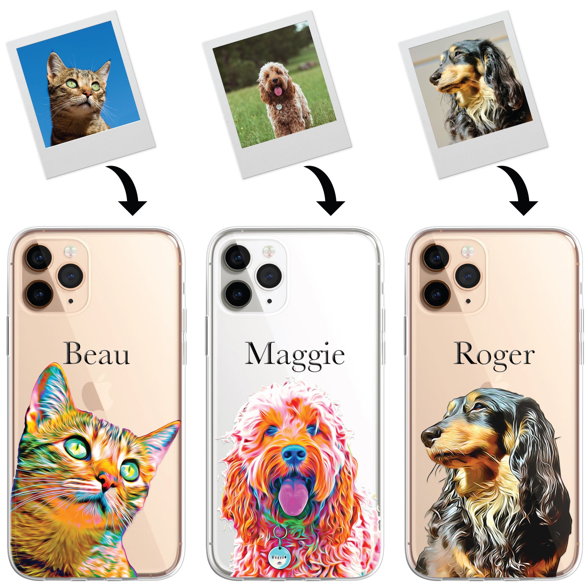 PET Painting Portrait Dog Cat Horse Animal Personalised Phone Case Custom Photo CLEAR Cover for iPhone & Samsung Galaxy