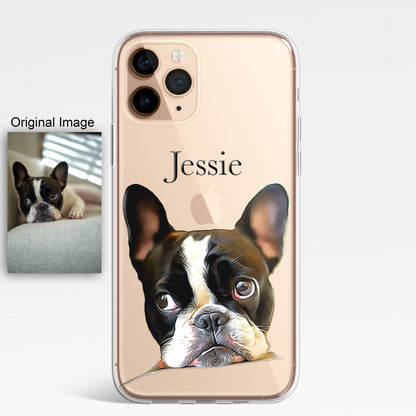 PET Painting Portrait Dog Cat Horse Animal Personalised Phone Case Custom Photo CLEAR Cover for iPhone & Samsung Galaxy