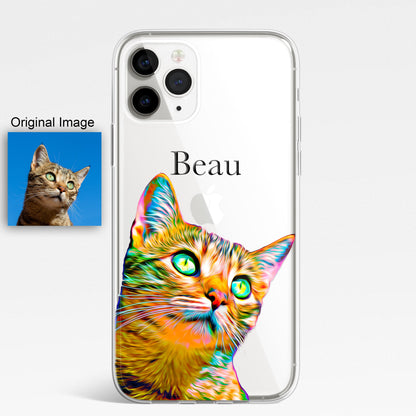 PET Painting Portrait Dog Cat Horse Animal Personalised Phone Case Custom Photo CLEAR Cover for iPhone & Samsung Galaxy
