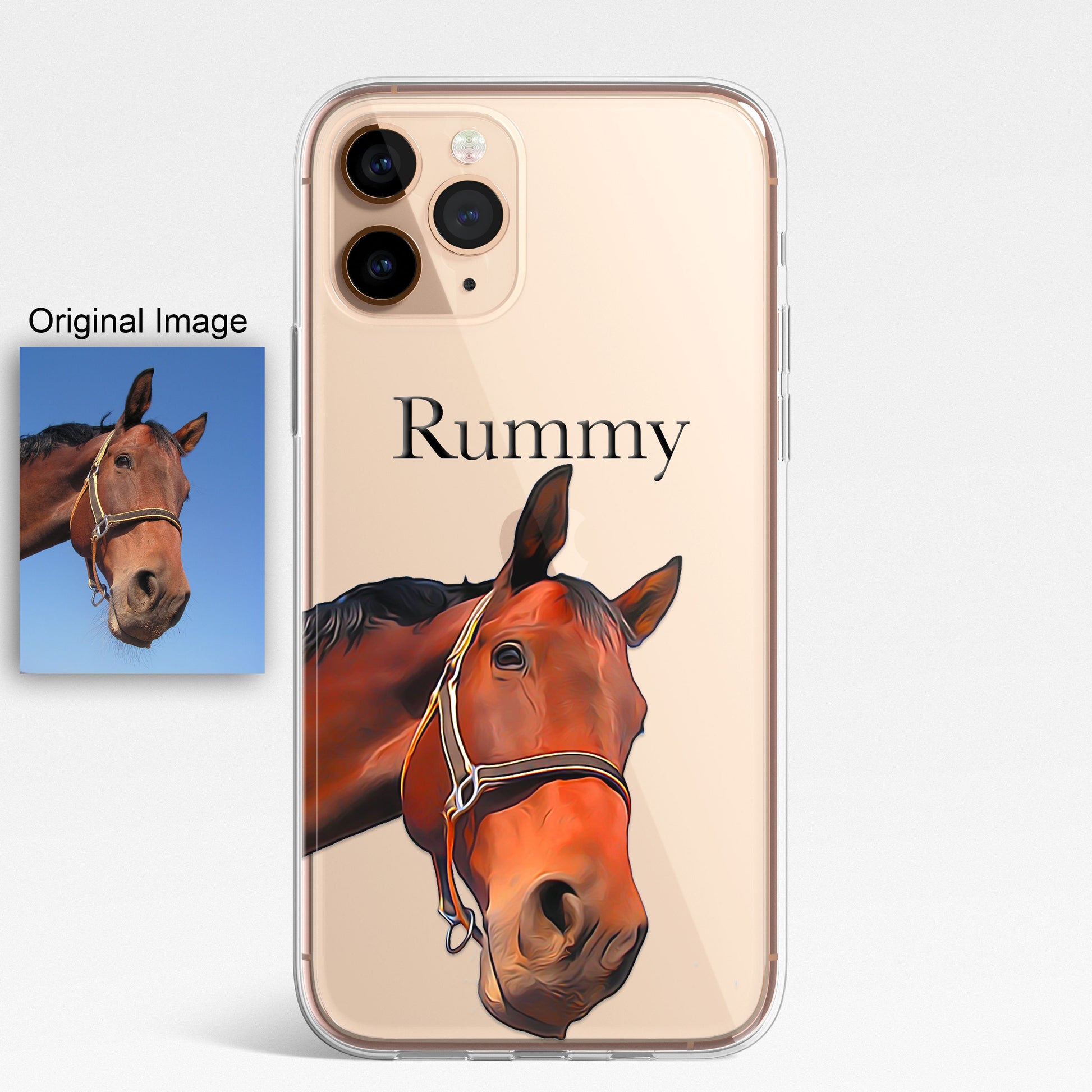 PET Painting Portrait Dog Cat Horse Animal Personalised Phone Case Custom Photo CLEAR Cover for iPhone & Samsung Galaxy
