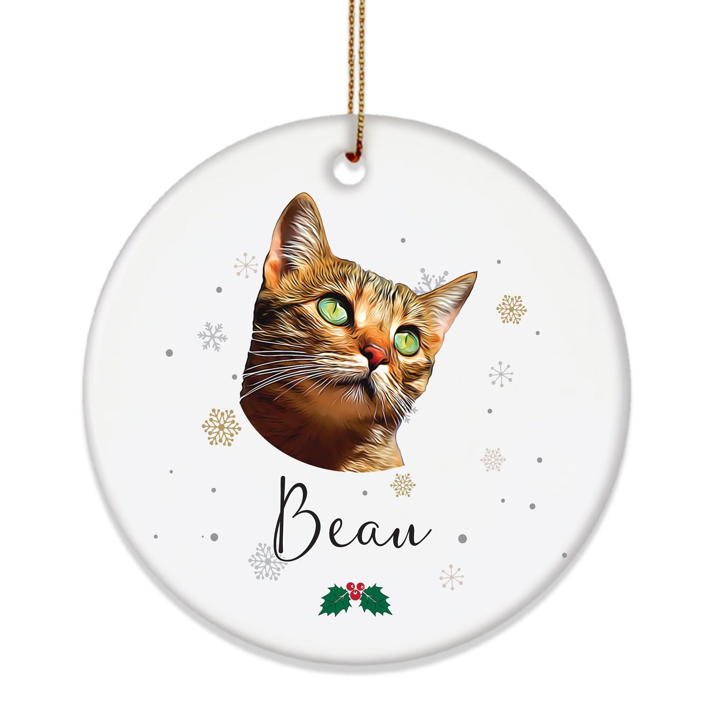Personalised Pet Portrait Christmas Decoration - Dog Cat Custom Xmas Ceramic Disc Keepsake - TWO Sided Print option.