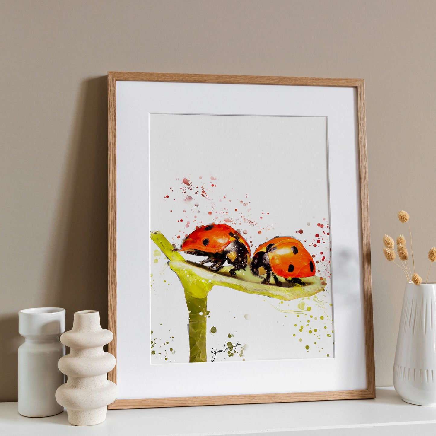 Ladybird Portrait Splatter Style Artwork Fine Art Print (Unframed)