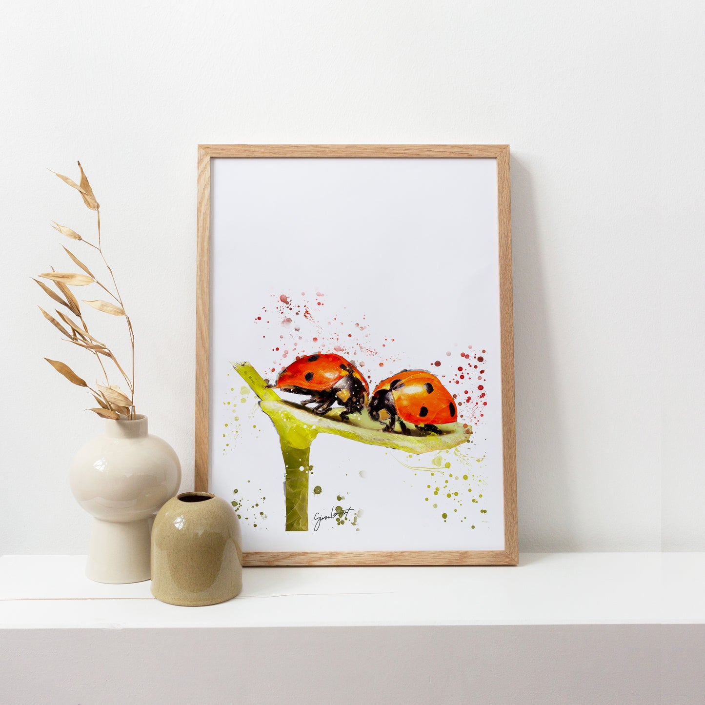 Ladybird Portrait Splatter Style Artwork Fine Art Print (Unframed)