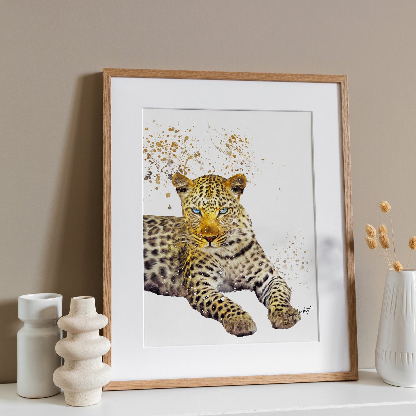 Leopard Portrait Splatter Style Artwork Fine Art Print (Unframed)