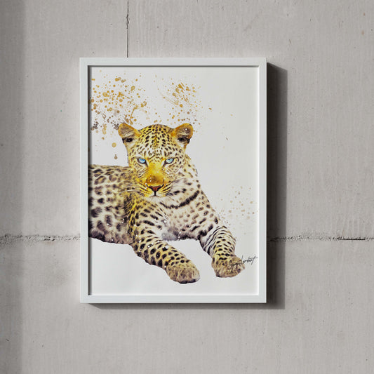 Leopard Portrait Splatter Style Artwork Fine Art Print (Unframed)