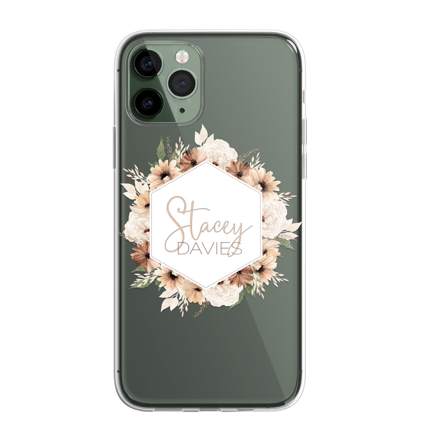 Personalised Floral Autumn Custom CLEAR Cover Case Flower for Samsung S21 S22