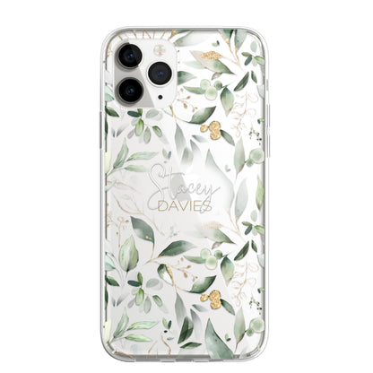 Personalised Floral Botanic Custom CLEAR Cover Case Flower for Samsung S21 S20