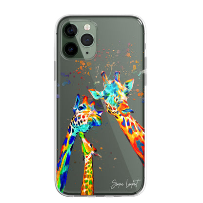 Giraffe Family Phone Case Personalised CLEAR Splatter Phone Cover Case for iPhone 14 13 12 +