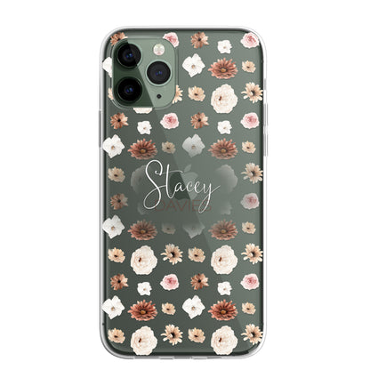 Personalised Floral Autumn Custom CLEAR Cover Case Flower for Samsung S21 S22