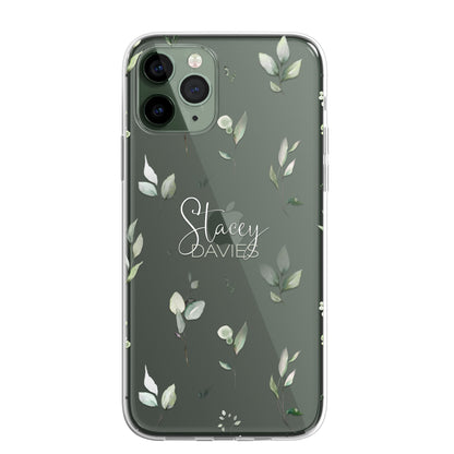 Personalised Floral Botanic Custom CLEAR Cover Case Flower for Samsung S21 S20