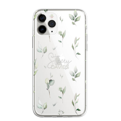 Personalised Floral Botanic Custom CLEAR Cover Case Flower for iPhone 14 12 11