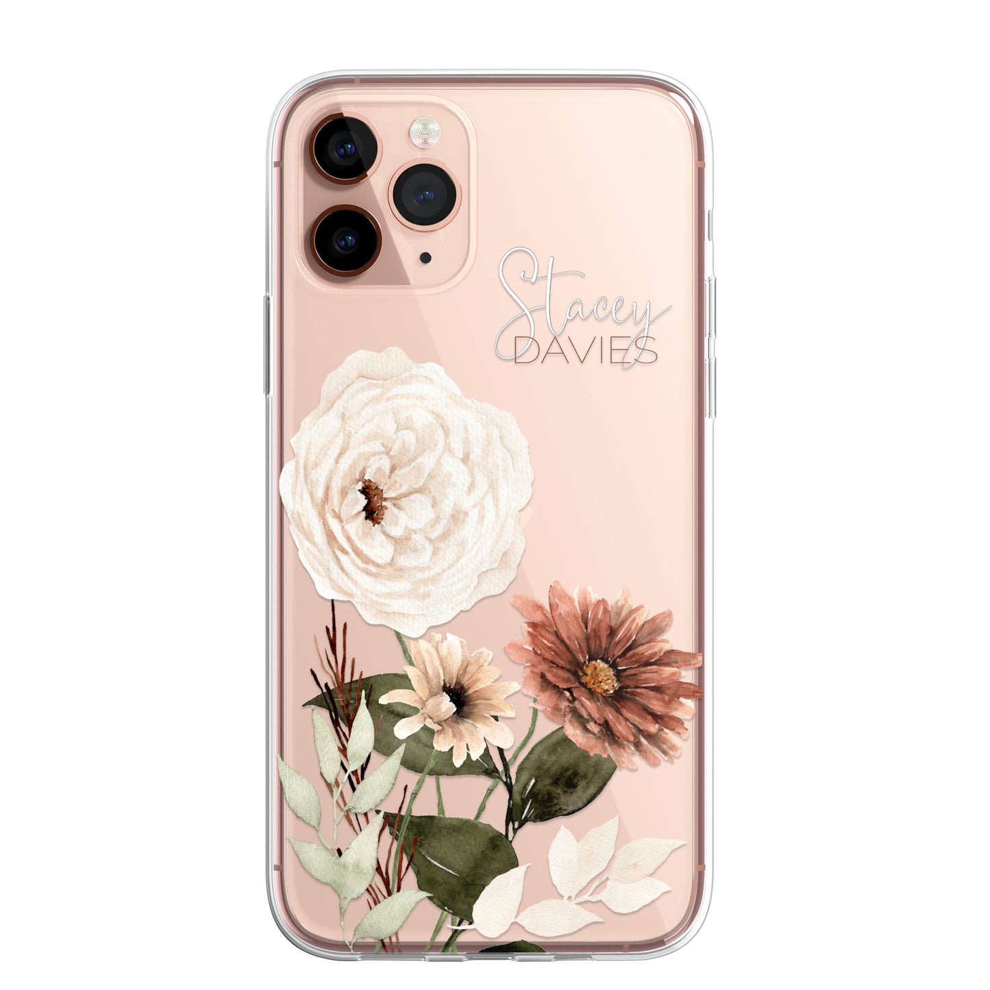 Personalised Floral Autumn Custom CLEAR Cover Case Flower for Samsung S21 S22