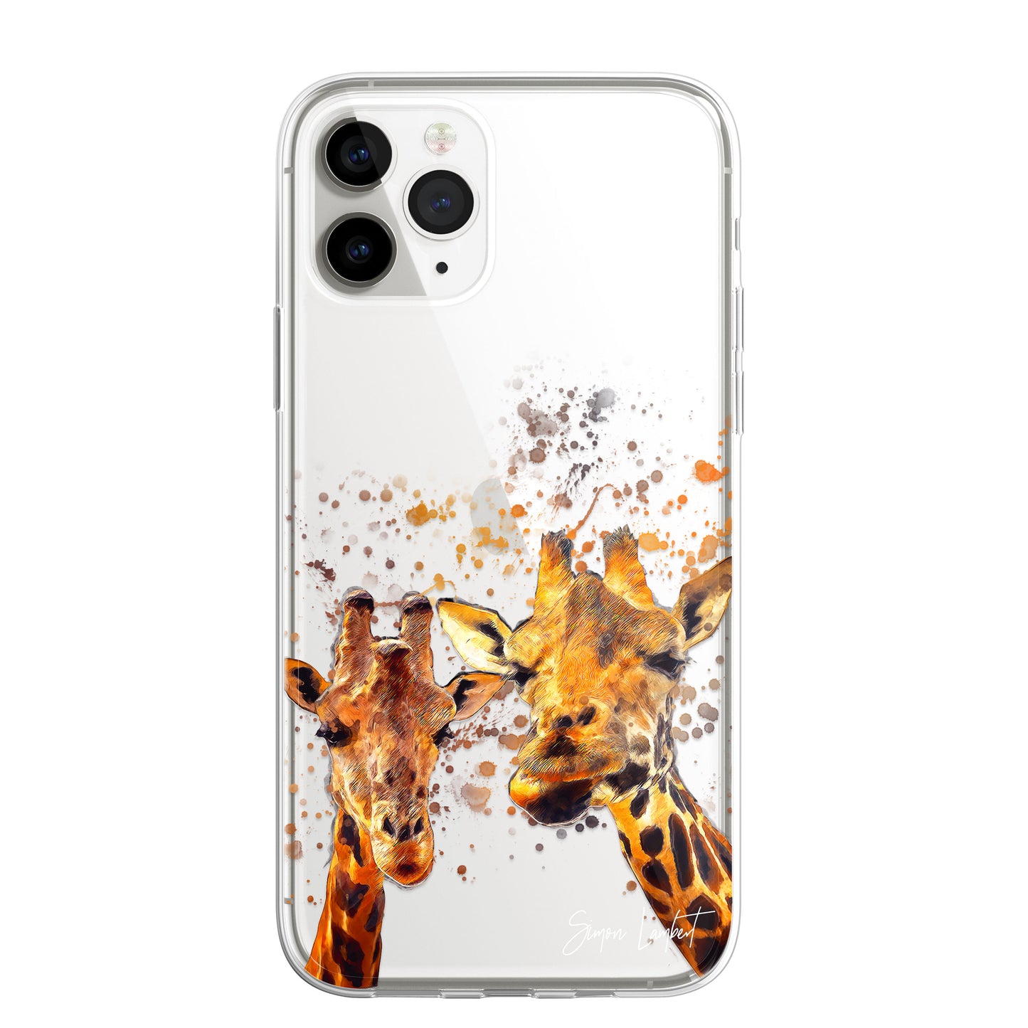 Giraffe Family Phone Case Personalised CLEAR Splatter Phone Cover Case for iPhone 14 13 12 +