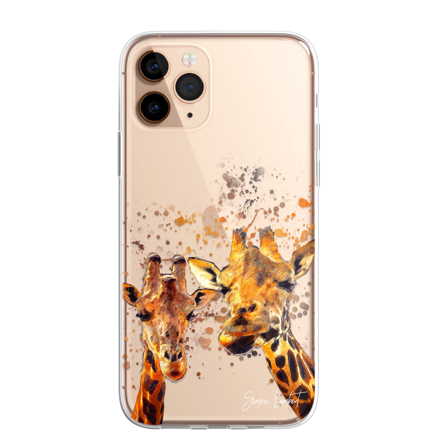 Giraffe Family Phone Case Personalised CLEAR Splatter Phone Cover Case for iPhone 14 13 12 +