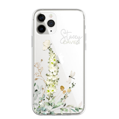 Personalised Floral Botanic Custom CLEAR Cover Case Flower for Samsung S21 S20