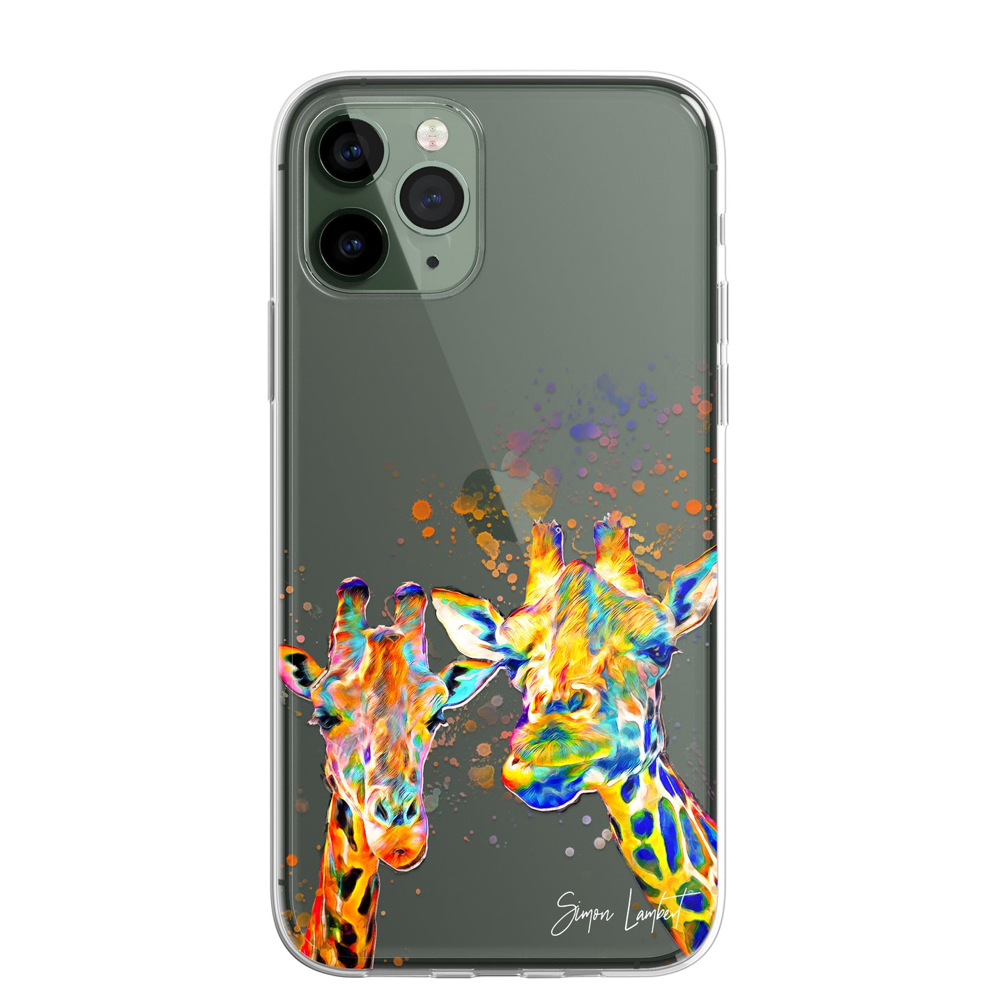 Giraffe Family Phone Case Personalised CLEAR Splatter Phone Cover Case for iPhone 14 13 12 +