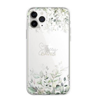 Personalised Floral Botanic Custom CLEAR Cover Case Flower for Samsung S21 S20