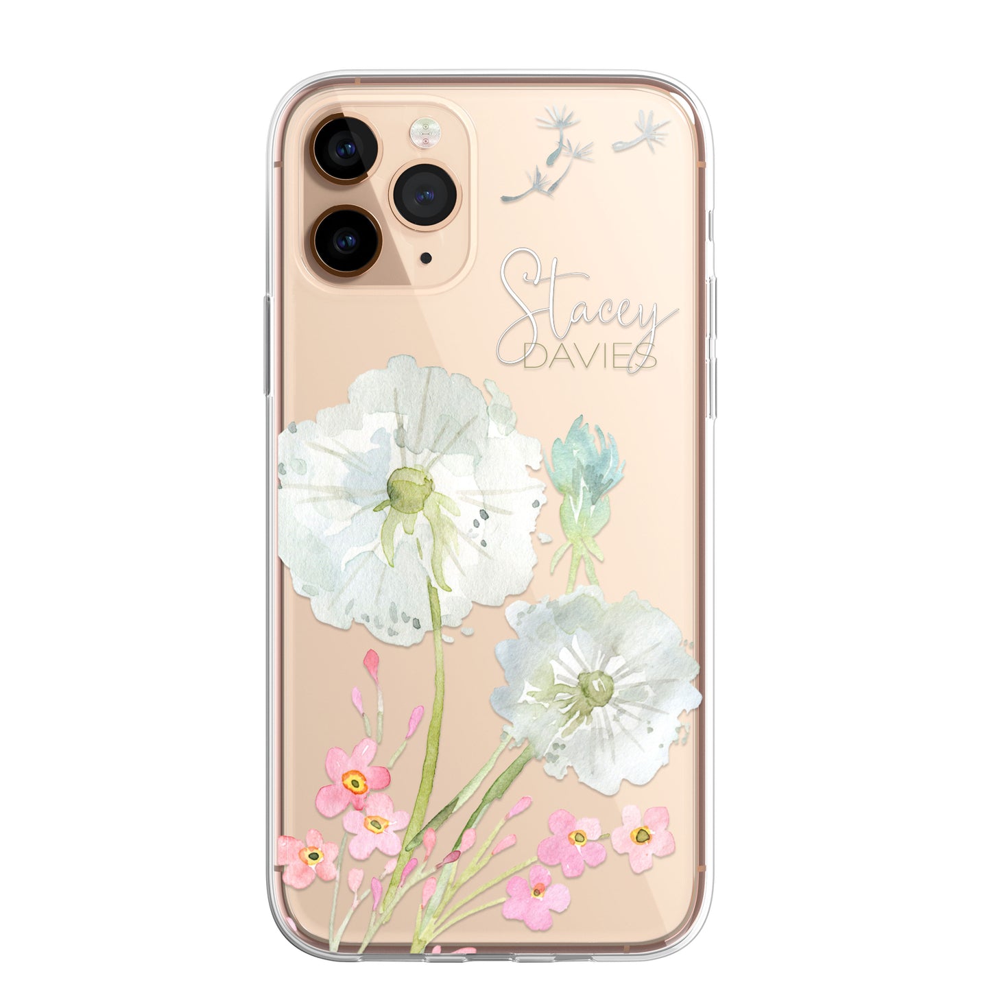 Personalised Floral Dandelion Custom CLEAR Cover Case Flower for iPhone 14 13 12