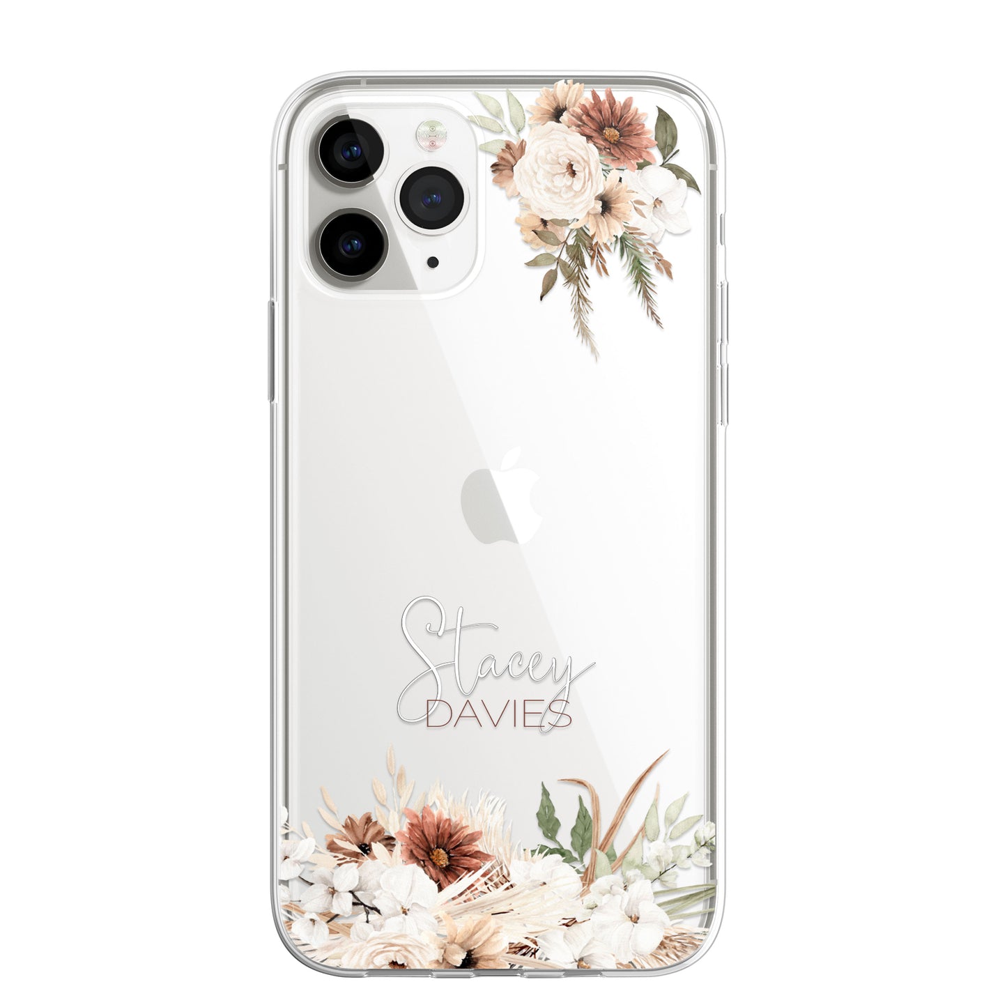 Personalised Floral Autumn Custom CLEAR Cover Case Flower for Samsung S21 S22