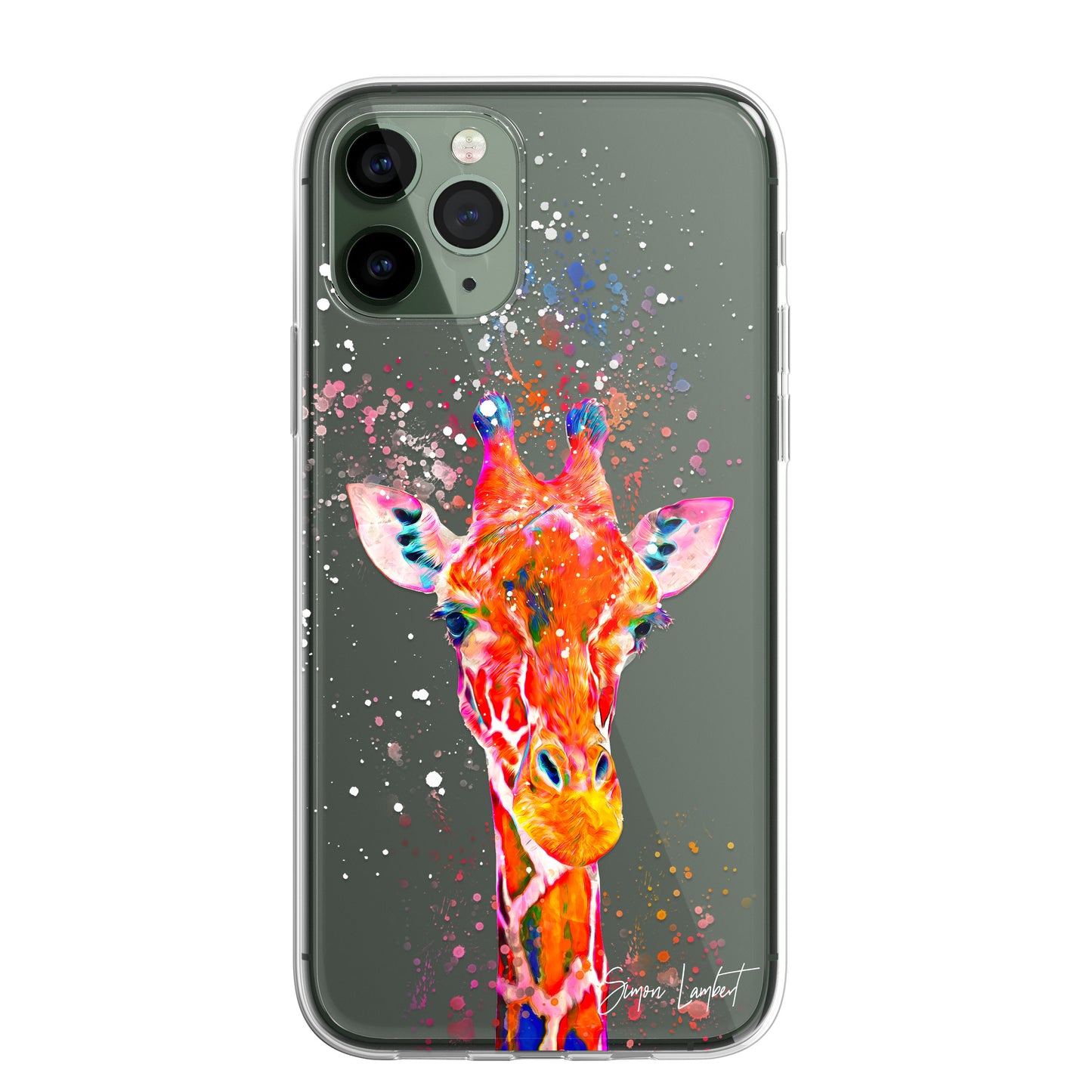 Giraffe Family Phone Case Personalised CLEAR Splatter Phone Cover Case for iPhone 14 13 12 +