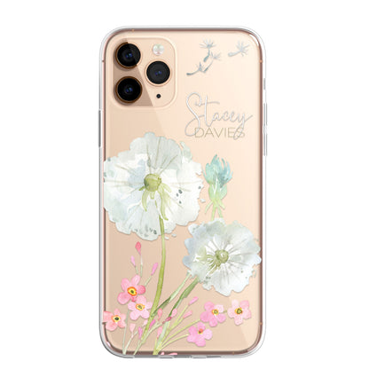 Personalised Floral Dandelions Custom CLEAR Cover Case Flower for Samsung S21 S2