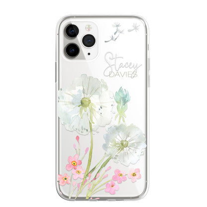 Personalised Floral Dandelions Custom CLEAR Cover Case Flower for Samsung S21 S2