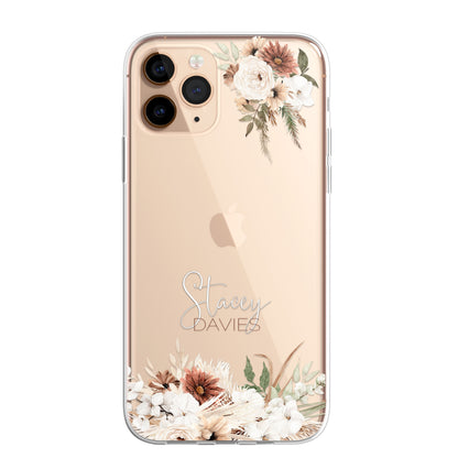 Personalised Floral Autumn Custom CLEAR Cover Case Flower for Samsung S21 S22