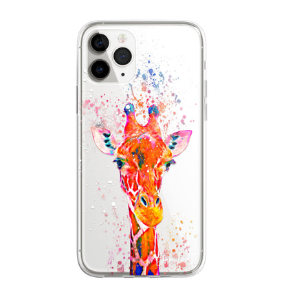 Giraffe Family Phone Case Personalised CLEAR Splatter Phone Cover Case for iPhone 14 13 12 +