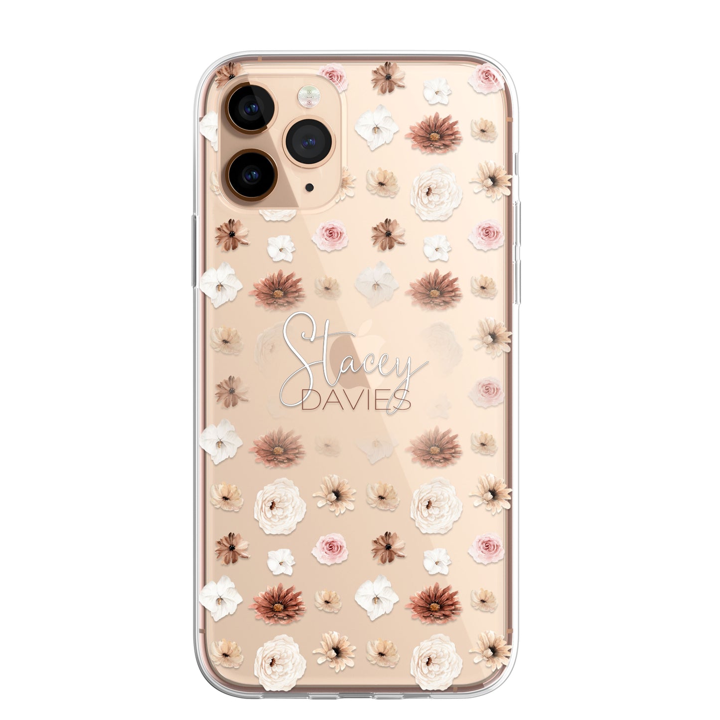 Personalised Floral Autumn Custom CLEAR Cover Case Flower for Samsung S21 S22