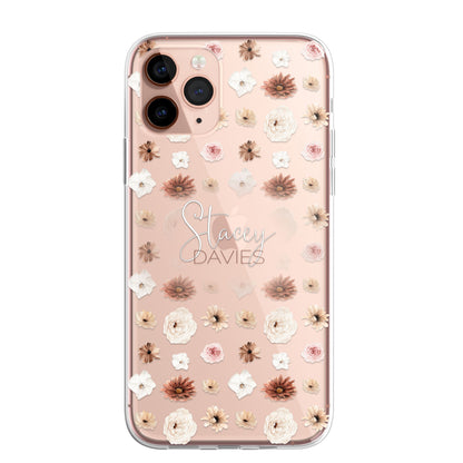 Personalised Floral Autumn Custom CLEAR Cover Case Flower for iPhone 14 13 12