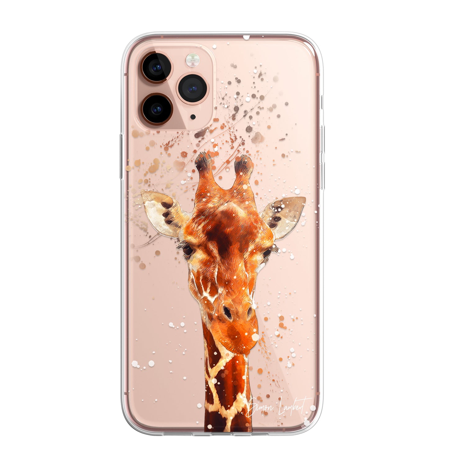 Giraffe Family Phone Case Personalised CLEAR Splatter Phone Cover Case for iPhone 14 13 12 +