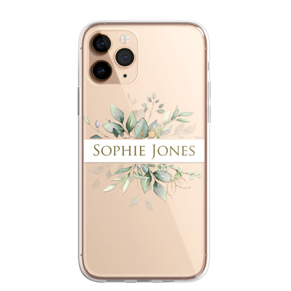Personalised Floral Botanic Custom CLEAR Cover Case Flower for Samsung S21 S20