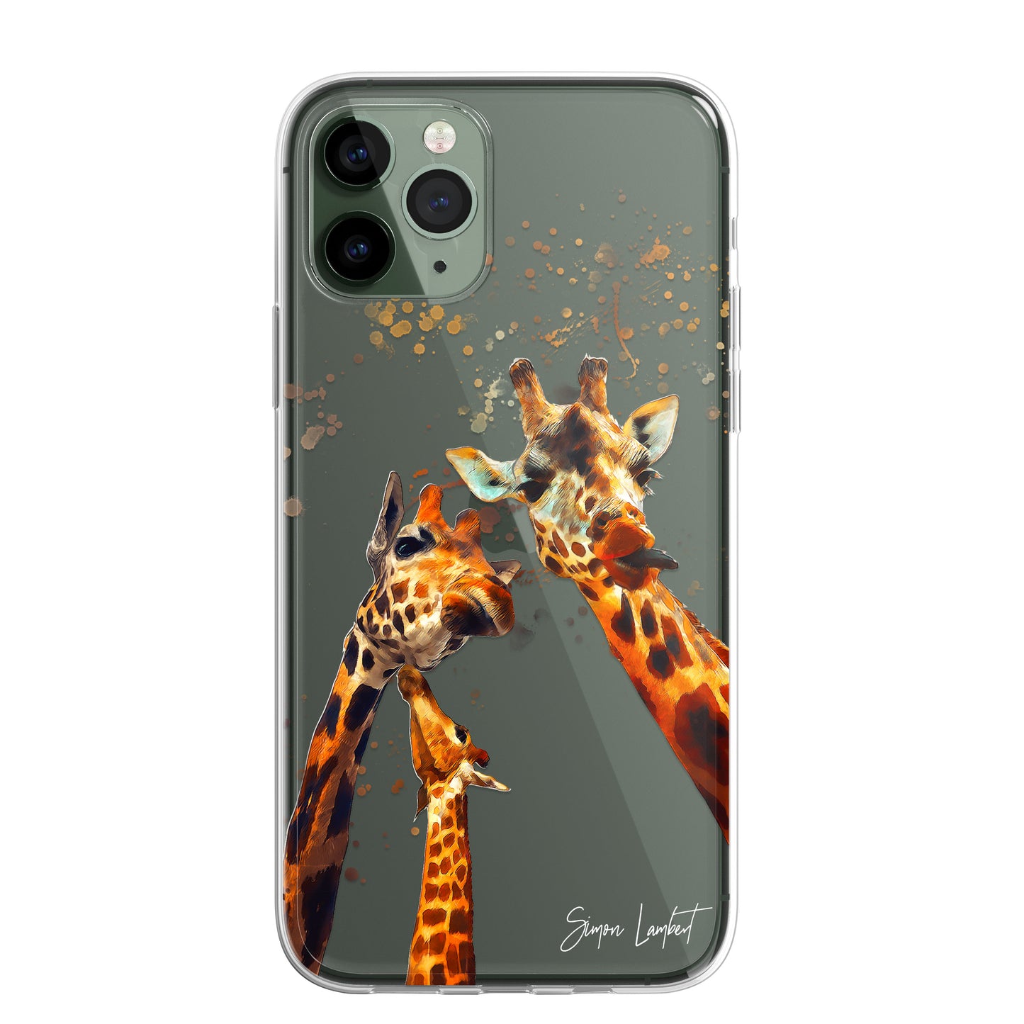 Giraffe Family Phone Case Personalised CLEAR Splatter Phone Cover Case for iPhone 14 13 12 +