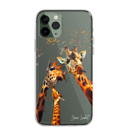 Giraffe Family Phone Case Personalised CLEAR Splatter Phone Cover Case for iPhone 14 13 12 +