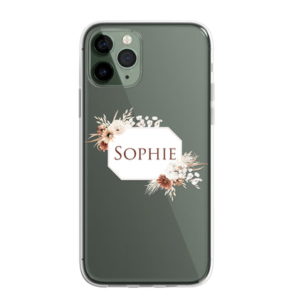 Personalised Floral Autumn Custom CLEAR Cover Case Flower for iPhone 14 13 12