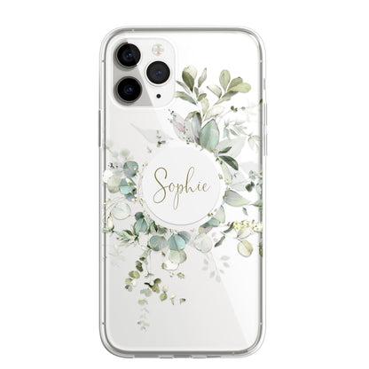 Personalised Floral Botanic Custom CLEAR Cover Case Flower for iPhone 14 12 11