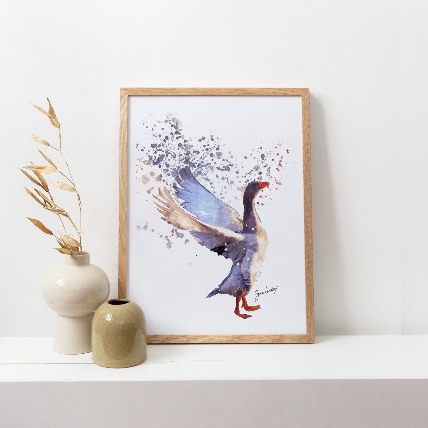 Goose Portrait Splatter Style Artwork Fine Art Print (Unframed)