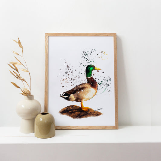 Mallard Portrait Splatter Style Artwork Fine Art Print (Unframed)